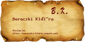 Bereczki Klára névjegykártya
